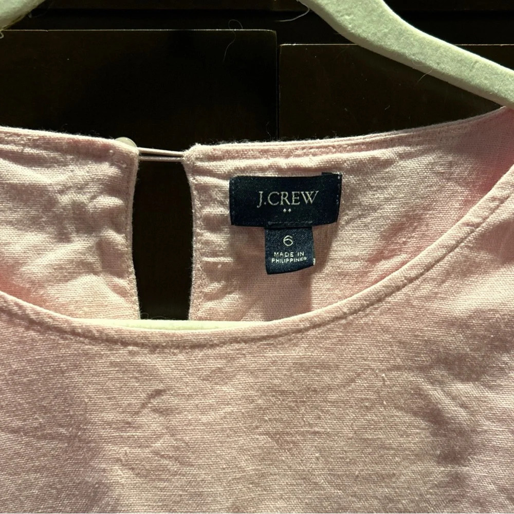 J. Crew Tiered Ruffle Pink Linen Mini Dress Sundress - Picture 5 of 5